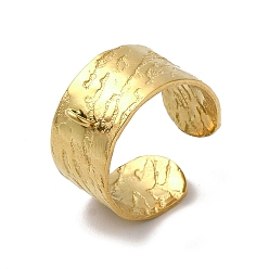 Golden 304 Stainless Steel Cuff Ring Settings, Textured Wide Band Ring with Loop, Golden, 10mm, Inner Diameter: 17mm