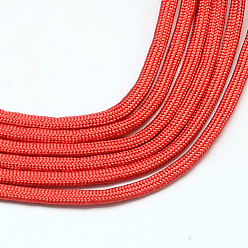 Rouge 7 âmes intérieures cordes en polyester et spandex, couleur unie, pour la fabrication de bracelets en corde, rouge, 4~5mm, environ 109.36 yards (100m)/paquet, 420~500g / bundle