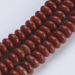 Красный Камень Натуральные красные яшмы бусы пряди, рондель, 4.5~5x2~2.5 мм, отверстие : 0.8 мм, около 162~166 шт / нитка, 15.1 дюйм ~ 15.3 дюйм (38.5~39 см)