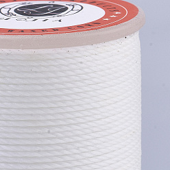 White Waxed Polyester Cord, Micro Macrame Cord, Twisted Cord, Round, White, 1mm, about 57.96~65.62 Yards(53~60m)/Roll