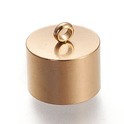 Золотой Ионное покрытие (ip) 201 концы шнура из нержавеющей стали, колонка, золотые, 10x10 мм, отверстие : 1.6 мм, внутренний диаметр: 9 мм