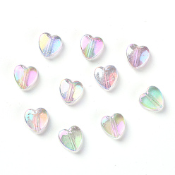 Clair AB Perles acryliques transparentes écologiques, teint, couleur ab , cœur, clair ab, 8x8x3mm, Trou: 1.5mm, 100 pcs /sachet 