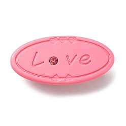 Pink Oval with Word Love Resin Alligator Hair Clips, with Iron Findings, Hair Accessories for Girls, Pink, 23x46x11mm