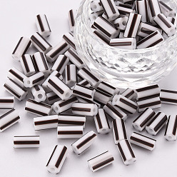 Black Glass Bugle Beads, Opaque Colours Seep, Round Hole, Black, 8~10x4mm, Hole: 1.8mm, about 1800pcs/pound