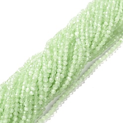 Pale Green Cat Eye Beads Strands, Round, Faceted, Pale Green, 3mm, Hole: 0.2mm, 14.17 inch(36cm), 122pcs/strand