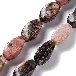 Rhodonite Natural Rhodonite Beads Strands, Twist, 17x8x8mm, Hole: 1mm, about 24pcs/strand, 15.55''(39.5cm)