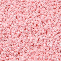 Rose Chaud Perles de rocaille cylindriques, lustre de couleurs opaques, taille uniforme, rose chaud, 2x1.3~1.5mm, Trou: 0.8~1mm, environ 40000 pcs / sachet , 450 g / sac