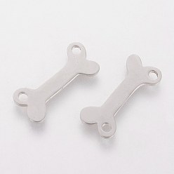 Stainless Steel Color 201 Stainless Steel Pendants, Dog Bone, Stainless Steel Color, 16.3x7.2x1mm, Hole: 1.5mm