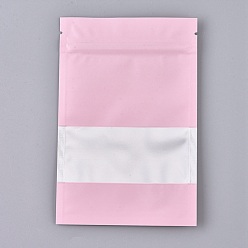 Pink Plastic Zip Lock Bags, Resealable Aluminum Foil Pouch, Food Storage Bags, Rectangle, White, Pink, 15.1x10.1cm, Unilateral Thickness: 3.9 Mil(0.1mm)