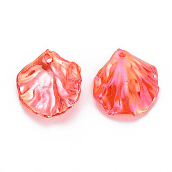 Red Transparent Acrylic Pendants, AB Color Plated, Leaf, Red, 19.5x17x4.5mm, Hole: 1.4mm, about 1720pcs/500g