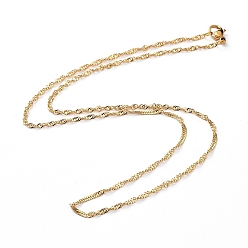 Golden 304 Stainless Steel Singapore Chain Necklaces, Water Wave Chain Necklaces, with Lobster Claw Clasps, Golden, 17.91 inch(45.5cm)