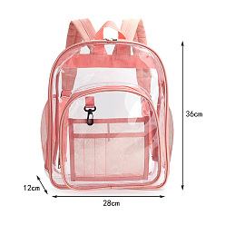 Pink Transparent PVC & Nylon Backpacks, for Women Girls, Pink, 36x28x12cm