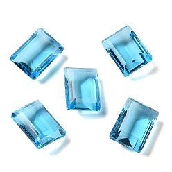 Bleu Dodger Cabochons en verre transparent strass, facette, rectangle, pointé en arrière, Dodger bleu, 14x10x6mm