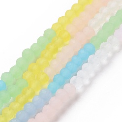Colorful Frosted Gradient Color Glass Bead Strands, Segmented Multi-color Beads, Faceted, Round, Colorful, 4x3mm, Hole: 0.9mm, about 147pcs/strand, 19.76''(50.2cm)