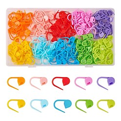 Mixed Color 200Pcs 10 Colors Eco-Friendly ABS Plastic Knitting Crochet Locking Stitch Markers Holder, Mixed Color, 22x11x3mm, Pin: 1mm, 20pcs/color