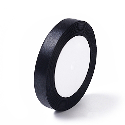 Black Single Face Satin Ribbon, Polyester Ribbon, Black, about 1/2 inch(12mm) wide, 25yards/roll(22.86m/roll), 250yards/group(228.6m/group), 10rolls/group