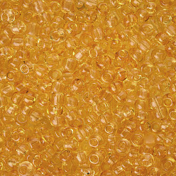 Pale Goldenrod Glass Seed Beads, Transparent, Round, Pale Goldenrod, 6/0, 4mm, Hole: 1.5mm, about 4500 beads/pound