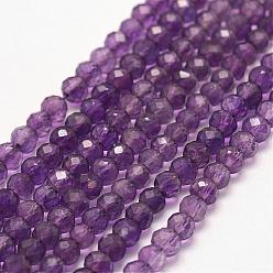 Amethyst Natural Amethyst Bead Strands, Faceted, Rondelle, 4x3mm, Hole: 1mm, about 102pcs/strand, 15.7 inch