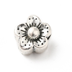 Antique Silver Tibetan Style Alloy European Beads, Large Hole Beads, Flower, Antique Silver, 11.5x11.5x9.5mm, Hole: 4.2mm, about 177pcs/500g
