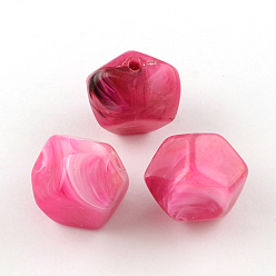 Deep Pink Imitation Gemstone Acrylic Beads, Deep Pink, 20x22x21mm, Hole: 3mm, about 89pcs/500g