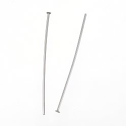 Stainless Steel Color 304 Stainless Steel Flat Head Pins, Stainless Steel Color, 40x0.8mm, Head: 1.8mm