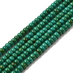 Vert Mer Chapelets de perles howlite naturelles , teint, rondelle, vert de mer, 4~4.5x2.5~3mm, Trou: 1mm, Environ 147~149 pcs/chapelet, 15.63~15.75'' (39.7~40 cm)