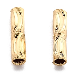 Real 24K Gold Plated Corrugated Brass Tube Beads, Long-Lasting Plated, Real 24K Gold Plated, 8x2mm, Hole: 1.2mm
