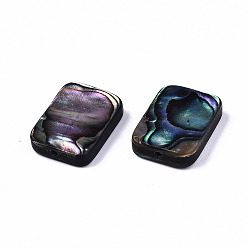 Colorful Natural Abalone Shell/Paua Shell Beads, Rectangle, Colorful, 14.5x10.5x3.5mm, Hole: 1mm