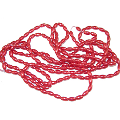 Roja Abalorios de acrílico, estilo de perlas de imitación, rojo, cerca de 4 mm de ancho, 8 mm de largo, agujero: 1 mm, 7000 unidades / 500 g
