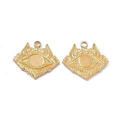 Real 18K Gold Plated Ion Plating(IP) 304 Stainless Steel Pendants, Eye with Skull Charm, Real 18K Gold Plated, 23.5x25x2mm, Hole: 2.8mm