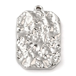 Stainless Steel Color 304 Stainless Steel Pendants, Textured, Rectangle Charm, Stainless Steel Color, 25x16.5x3mm, Hole: 1.4mm
