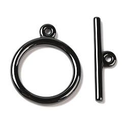 Black Bioceramics Zirconia Ceramic Toggle Clasps, No Fading and Hypoallergenic, Nickle Free, Ring, Black, Ring: 28.5x23.5x3mm, Bar: 29.5x7.5x3mm, Hole: 1.6mm
