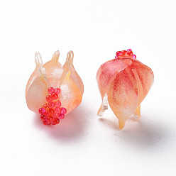 Персиковый Слойка Пластиковые шарики, гранат, розовые, 15~16x15.5~17x13~14 мм, отверстие : 1.4 мм