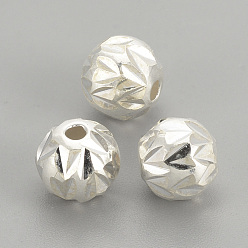 Argent 925 perles en argent sterling, fantaisie ronde de coupe, argenterie, 6mm, Trou: 1mm