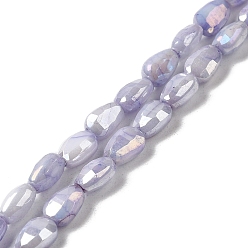 Lilac Electroplate Glass Beads Strands, Rainbow Plated, Faceted, Teardrop, Lilac, 6.5x4.5x3.5mm, Hole: 1mm, about 70pcs/strand, 17.72''(45cm)