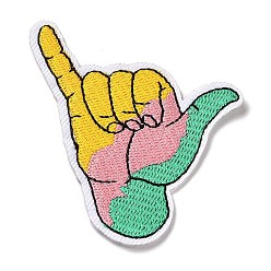 Colorful Gesture Appliques, Computerized Embroidery Cloth Iron on/Sew on Patches, Costume Accessories, Colorful, 71x62x1mm