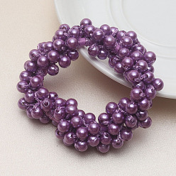 Dark Orchid ABS Imitation Bead Wrapped Elastic Hair Accessories, for Girls or Women, Also as Bracelets, Dark Orchid, 60mm