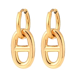 Golden Soda Pull Tab Earrings, 304 Stainless Steel Huggie Hoop Earrings, Oval, Golden, 25.5mm, Pin: 0.8mm