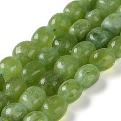 Olive Terne Malaisie naturelles perles de jade brins, facette, ovale, teint et chauffé, vert olive, 10.5~13x8.5~10x7~10mm, Trou: 1.2mm, Environ 31~32 pcs/chapelet, 14.57''~15.16'' (37~38.5 cm)