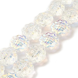 Clair AB Transparentes perles de verre de galvanoplastie brins, arc-en-ciel plaqué, tournesol, clair ab, 15x9mm, Trou: 1mm, Environ 44~45 pcs/chapelet, 25.20~25.98 pouce (64~66 cm)