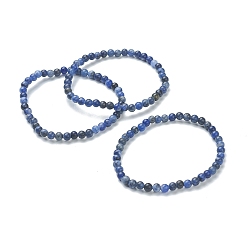 Sodalite Natural Sodalite Beaded Stretch Bracelets, Round, Beads: 4~5mm, Inner Diameter: 2-1/4 inch(5.65cm)