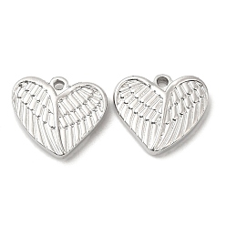 Stainless Steel Color 304 Stainless Steel Pendants, Heart with Wing Charm, Stainless Steel Color, 15.5x18x4mm, Hole: 1.5mm