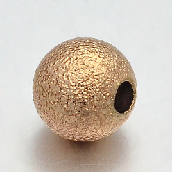 Золотой Латунные круглые бусины с текстурой, золотые, 4 мм, отверстие : 2 мм
