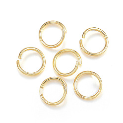 Chapado en Oro Real de 24K 304 argollas de acero inoxidable, anillos del salto abiertos, real 24 k chapado en oro, 10x1.2 mm