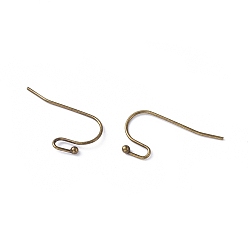 Bronze Antique Crochets laiton boucles d'oreilles pour les conceptions de boucle d'oreille, fil d'oreille, sans plomb et sans cadmium, bronze antique, 21x12mm, Jauge 21, pin: 0.7 mm