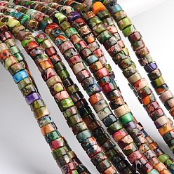 Colorido Hebras de cuentas de jaspe imperial natural teñidas, perlas heishi, Disco redondo plano, colorido, 4~4.5x2 mm, agujero: 1 mm, sobre 180 unidades / cadena, 16 pulgada