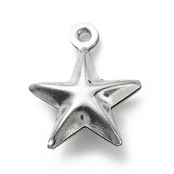 Stainless Steel Color 304 Stainless Steel Pendants, Star Charms, Stainless Steel Color, 14.3x11.8x4.6mm, Hole: 1mm