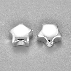 Silver 304 Stainless Steel Beads, Star, Silver, 11x11x6mm, Hole: 3.5mm