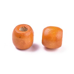 Оранжево-Красный Крашеные бусины из натурального клена, баррель, без свинца, оранжево-красный, 16x16~17 мм, Отверстие : 8 мм , около 676 шт / 1000 г