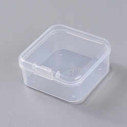 Прозрачный Пластиковые коробки, контейнеры для хранения бисера, квадратный, прозрачные, 4.5x4.5x2 см, Внутренний диаметр: 4.1x4.1 cm